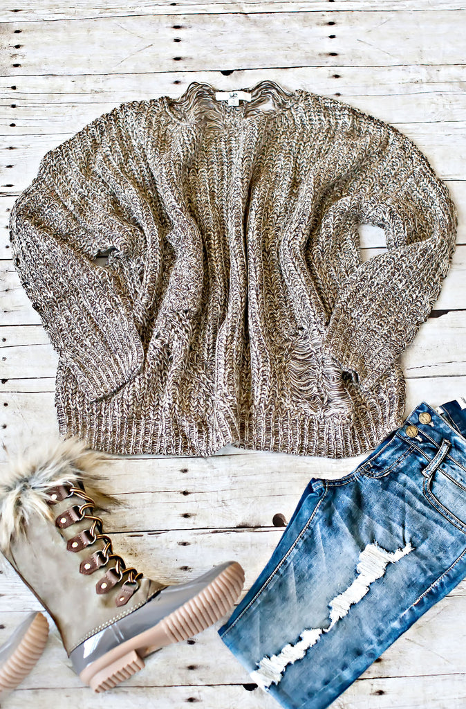 Lazy Sunday Slouch Sweater-Brown