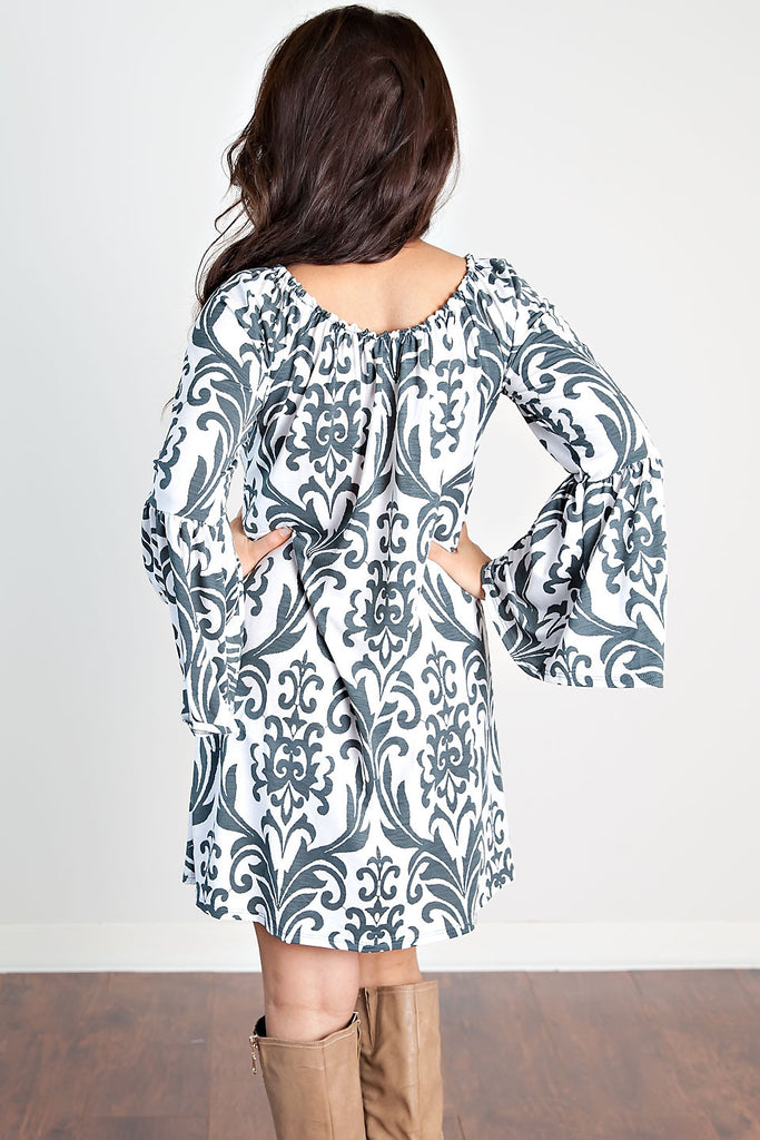 Lesly Printed Dress-Grey