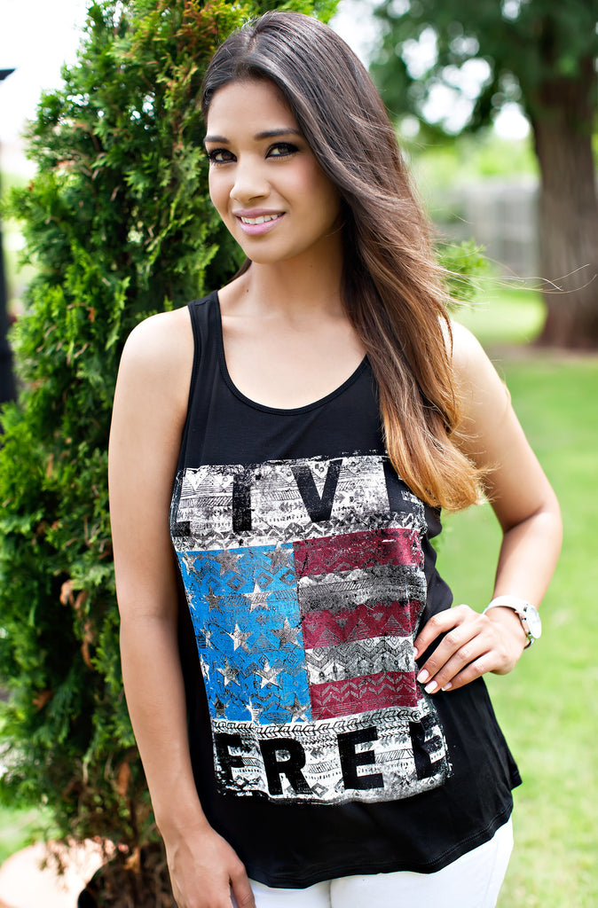 Live Free Top- Black