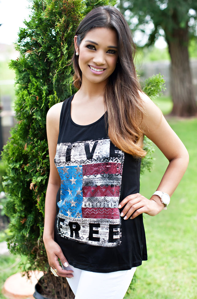 Live Free Top- Black