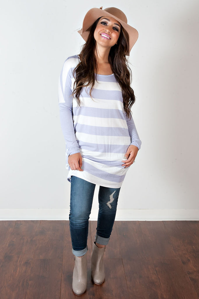 Lounging Around Striped Top-Lavender