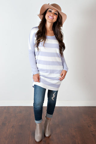 Lounging Around Striped Top-Lavender