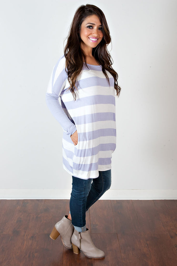 Lounging Around Striped Top-Lavender