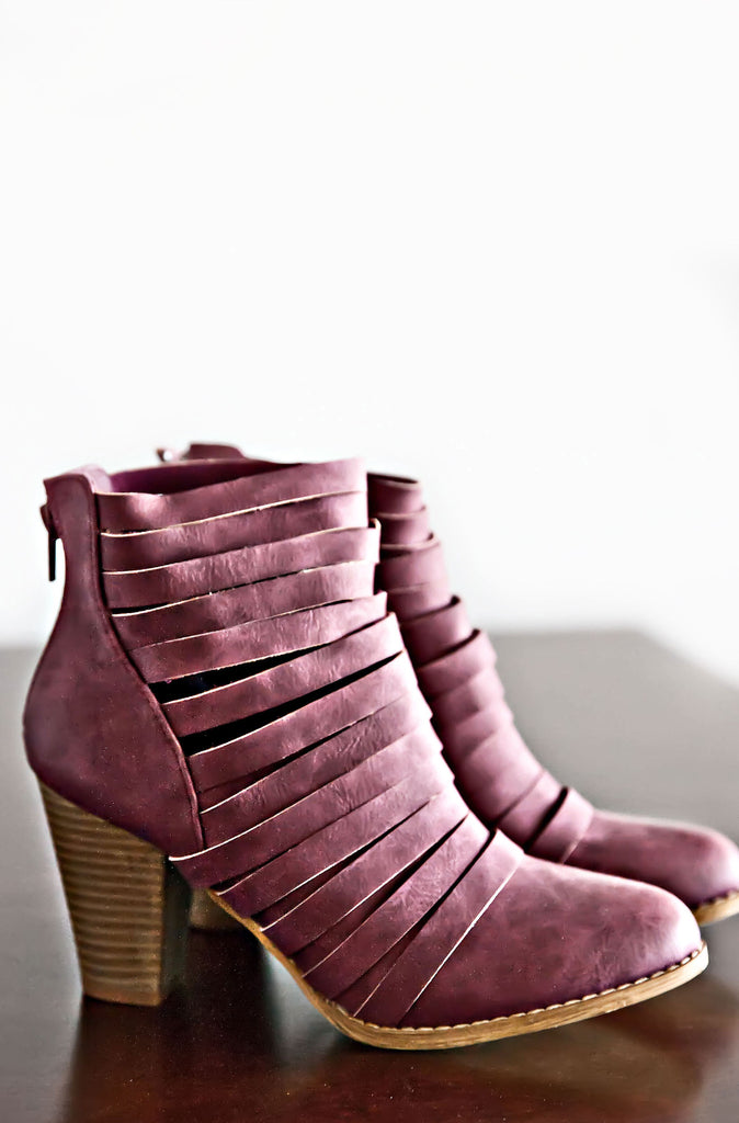 Mad Love Booties-Burgundy