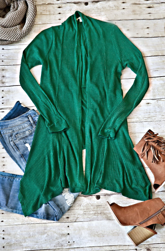 On The Go Cardigan-Green