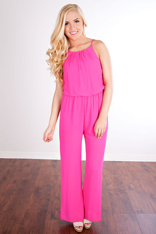 Beat Goes On Jumpsuit- Hot Pink