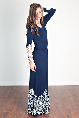 About Fall Maxi Dress- Navy