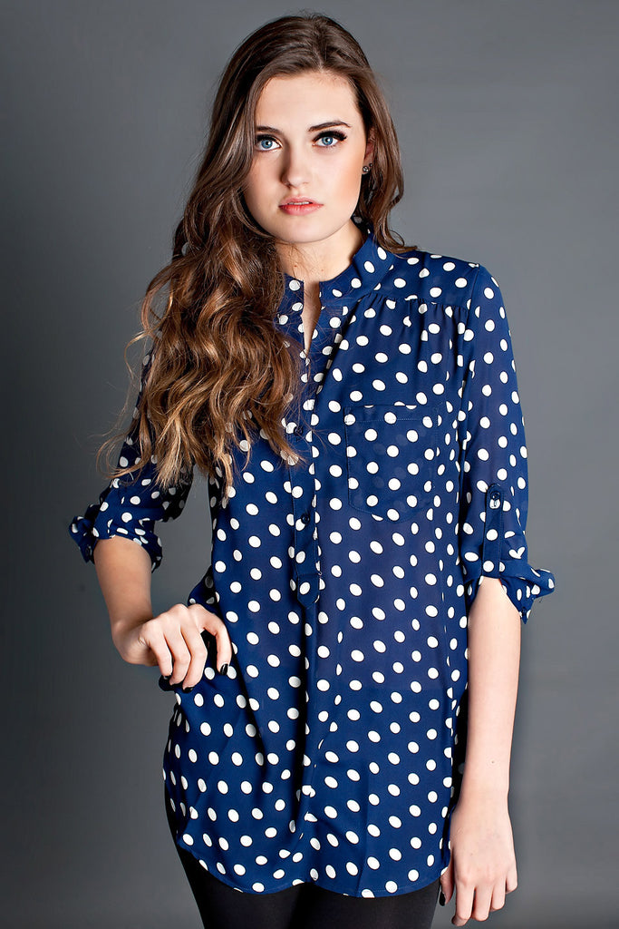 Center Of Attention Polka Dot Top- Coral