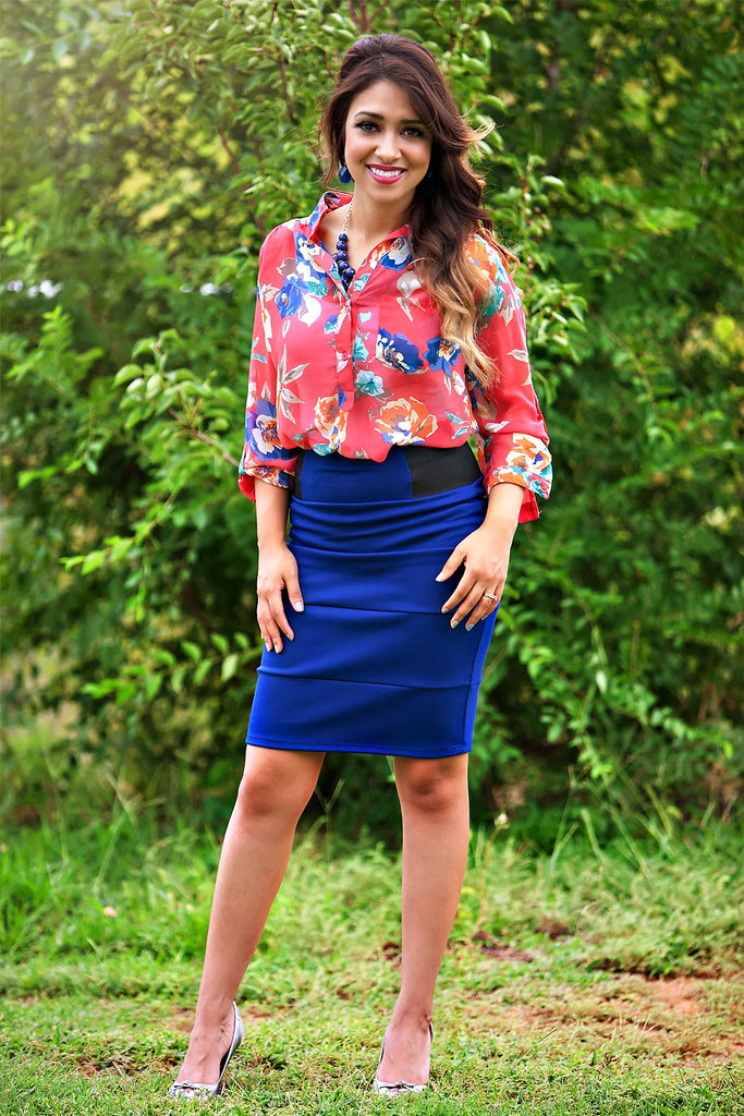 Royal Blue Pencil Skirt