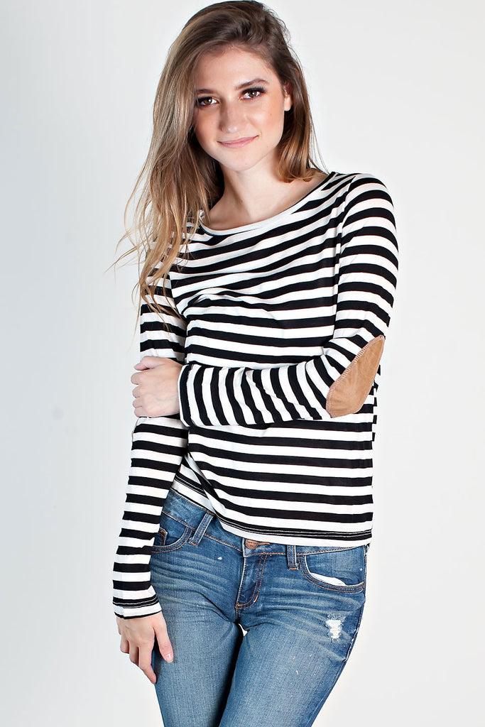 Patching Things Up Striped Top-Navy