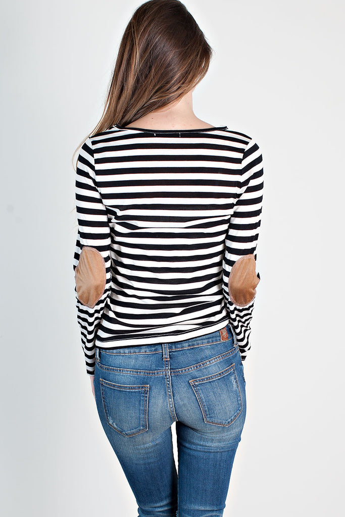 Patching Things Up Striped Top-Navy