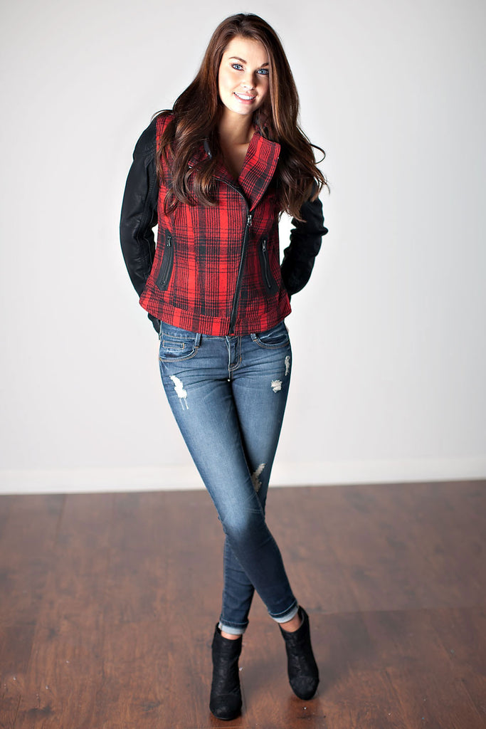 Plaid Moto Jacket