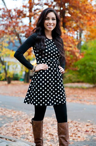 My Point Of View Polka Dot Dress-Black White