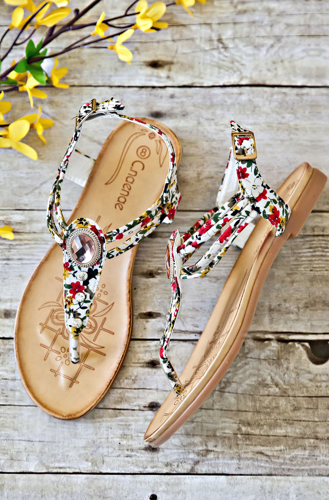 Riviera Floral Print Sandals