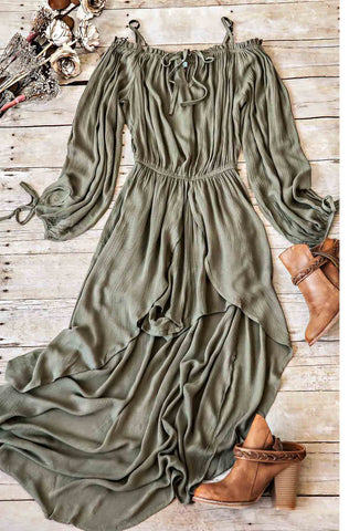 Long Sleeve Off Shoulder Skirt Romper