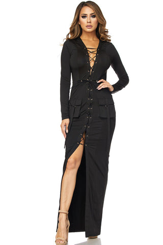 Take Me Out Maxi Dress-Black