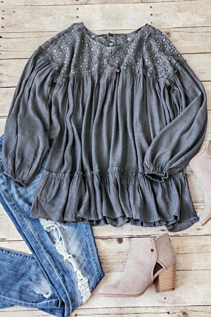 Dream Of Me Top-Charcoal