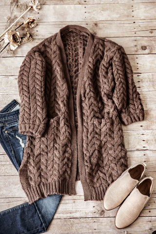 WOOD CREEK CARDIGAN-BROWN