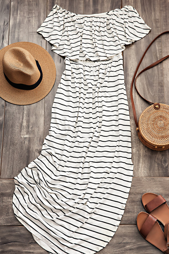 Black and White Striped Maxi Dress
