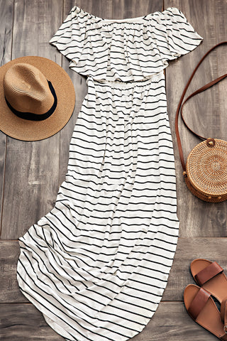 Black and White Striped Maxi Dress