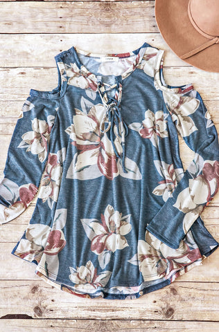 Floral Open Shoulder Top