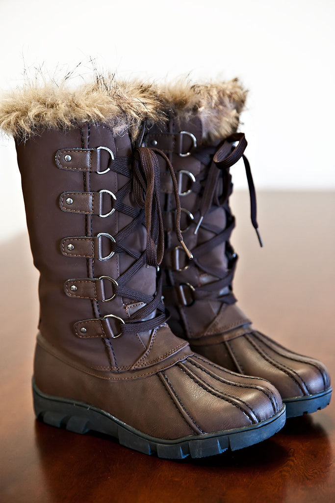 Snowbird Lace-Up Boots-Brown