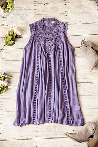 DHALIA LACE CROCHET DRESS-LAVENDER