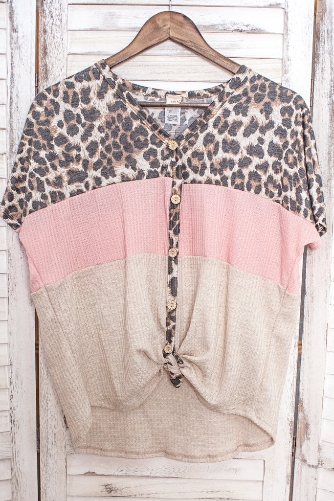 Animal Print Colorblock Top