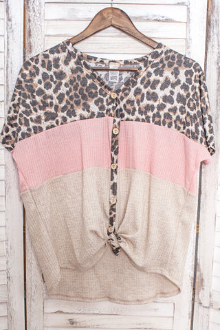 Animal Print Colorblock Top