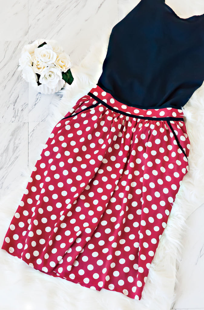 Give It All Polka Dot Skirt-Red
