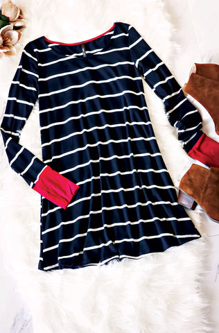 Taylor Striped Tunic-Navy/Red