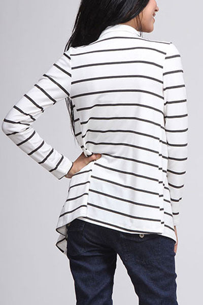 Keep Me Striped Cardigan-White