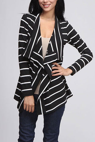Keep Me Striped Cardigan-Black