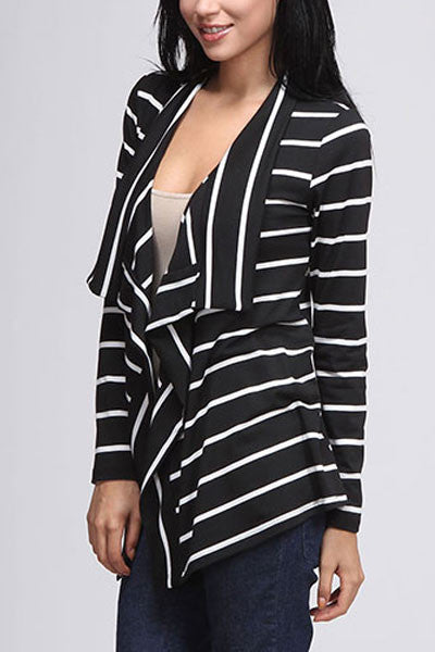 Keep Me Striped Cardigan-Black