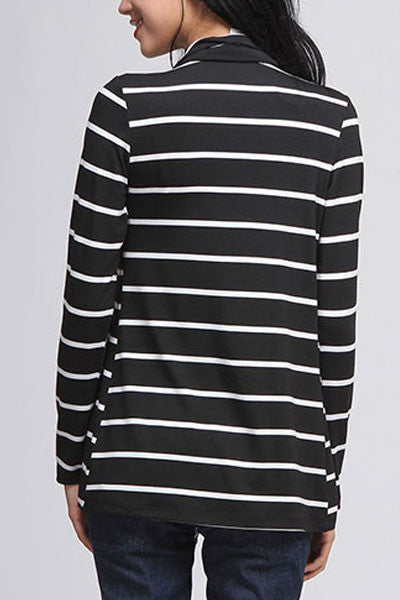 Keep Me Striped Cardigan-Black