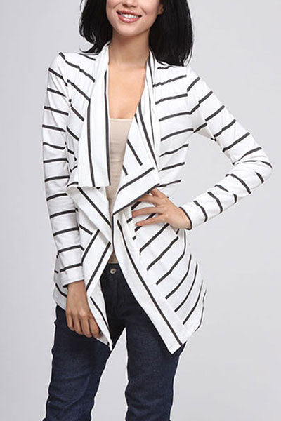 Keep Me Striped Cardigan-White