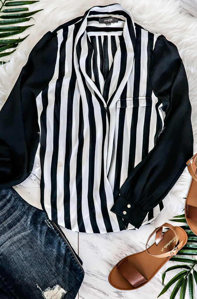 Black and White Striped Top