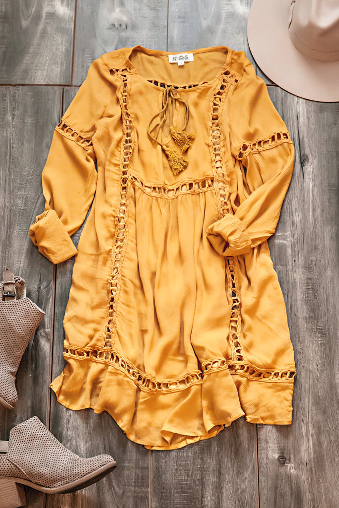 SWEET AS CAN BE DRESS-MUSTARD