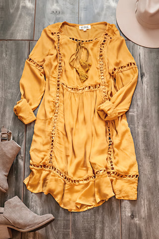 SWEET AS CAN BE DRESS-MUSTARD