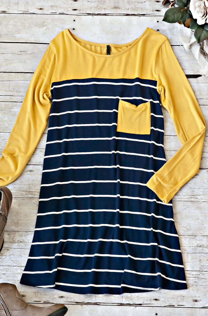 Just Like This Tunic-Yellow Navy