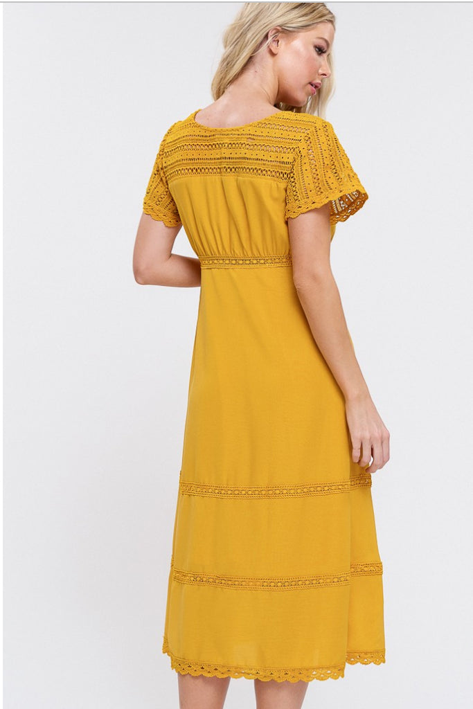 Emery Midi Dress-Yellow