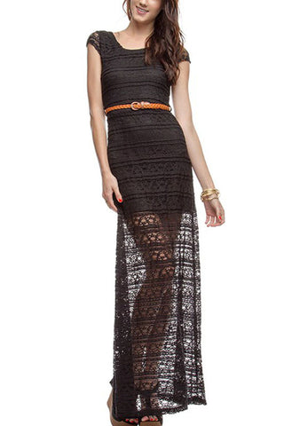 Magic Bullet Lace Maxi Dress-Black