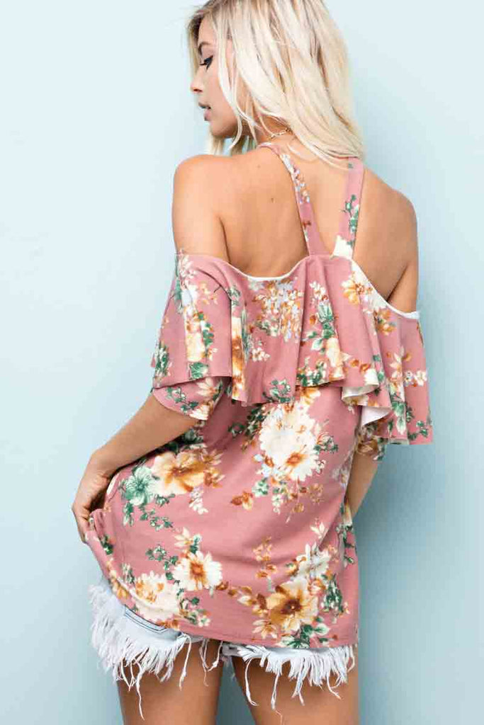 Take A Break Floral Top-Mauve