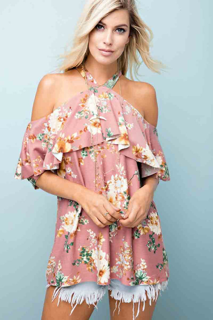 Take A Break Floral Top-Mauve