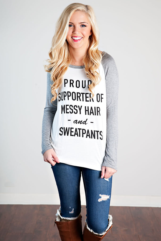 Messy Hair And Sweat Pants Top