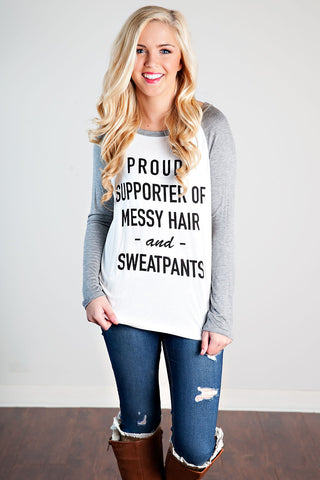 Messy Hair And Sweat Pants Top