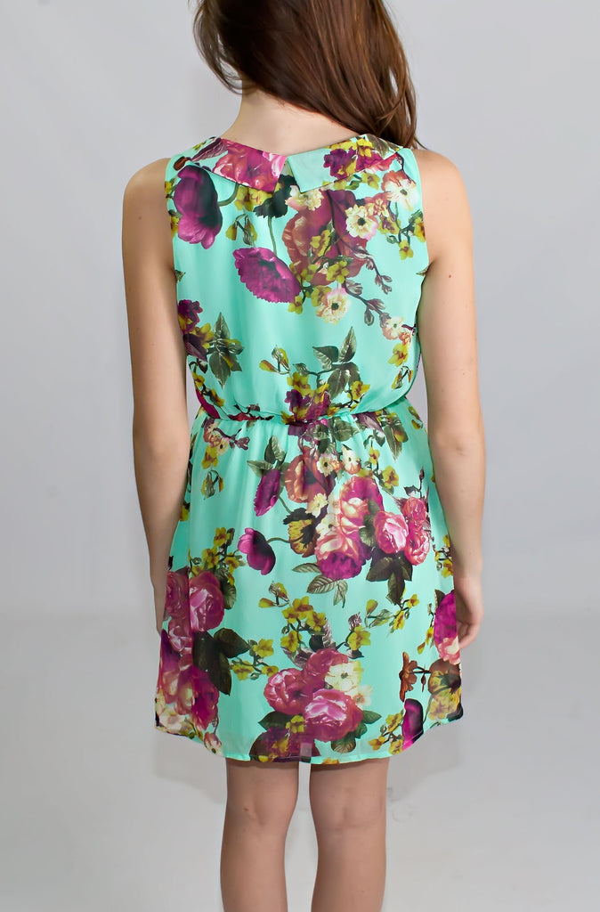 Garden Tea Party Mint Floral Dress