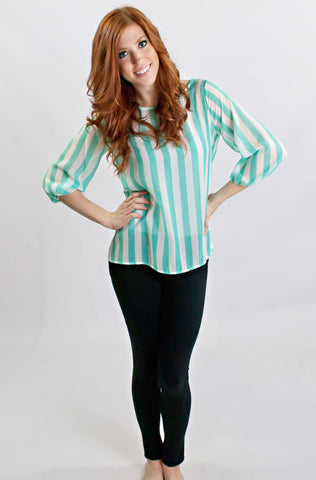 Mint Striped With Bow Top