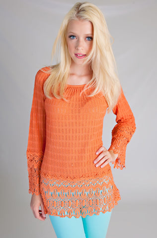 Mix In The Lace Top Orange
