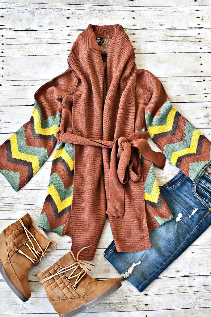 Mountain Getaway Cardigan-Rust